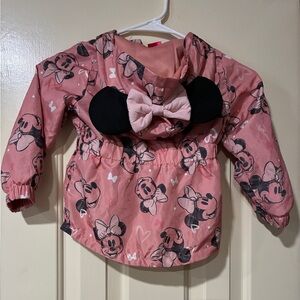 Disney Minnie Mouse Coral Jacket rain jacket with hoodie and mouse ears